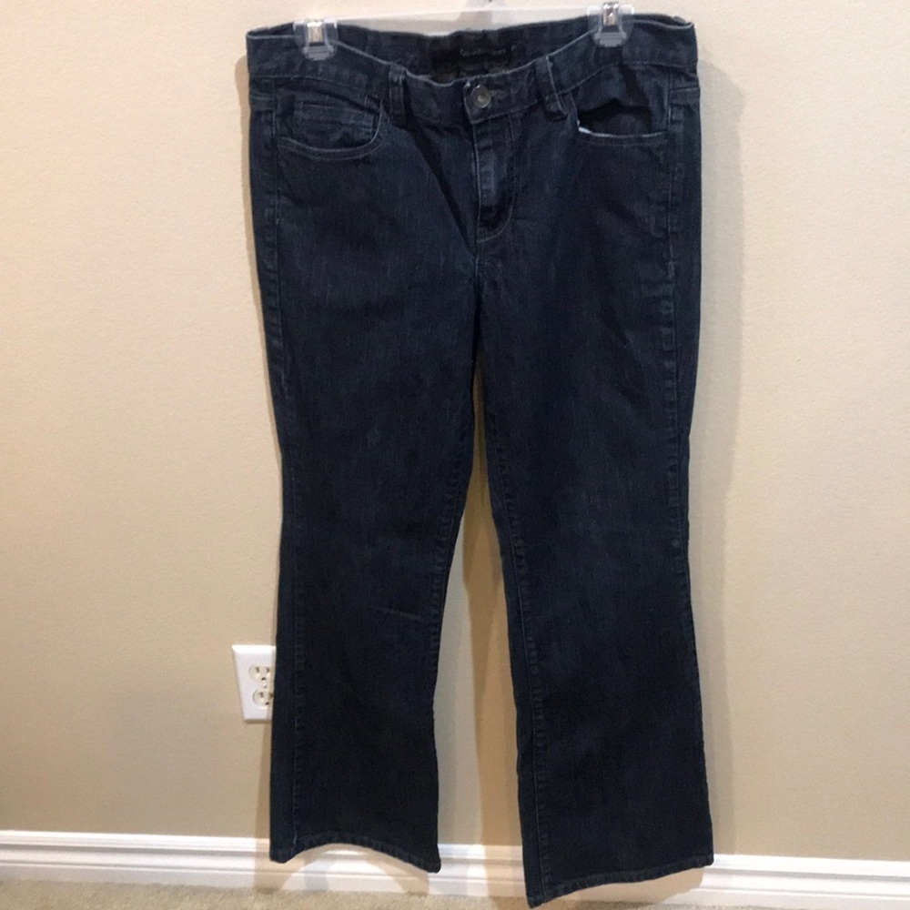 Calvin Klein Flare Cut Dark Denim Jeans with Blue Glitter Pocket Design-Size 8